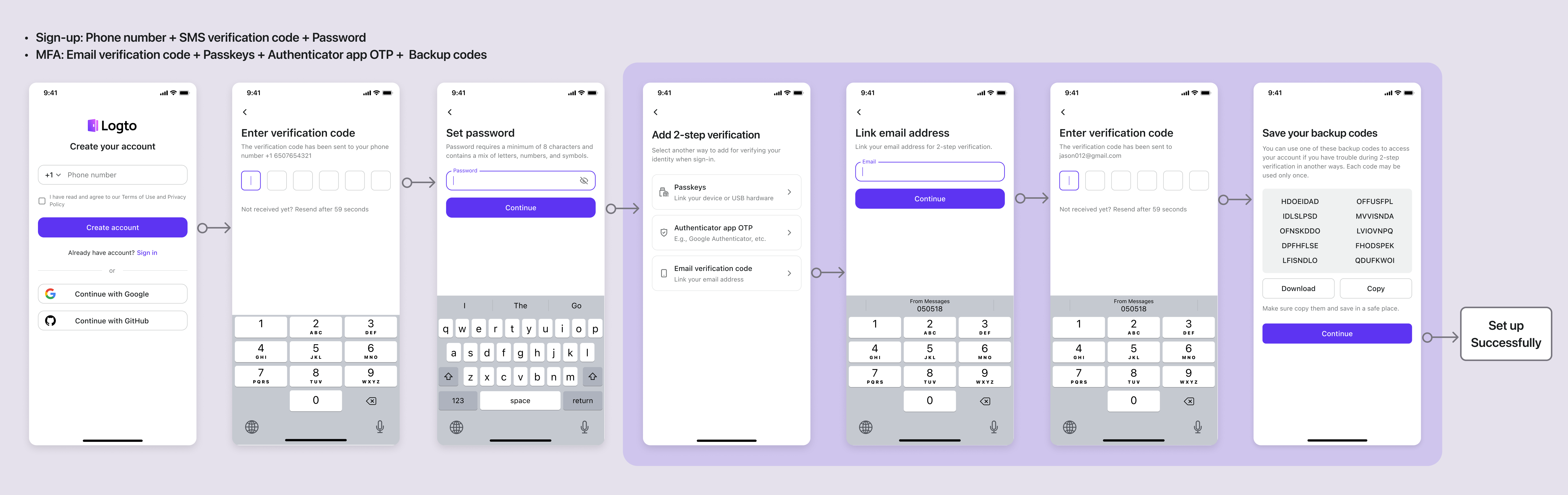 Email MFA setup flow 1-2